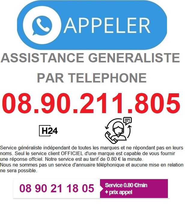 Service d'assistance GENERALISTE par TELEPHONE : 08.90.211.805